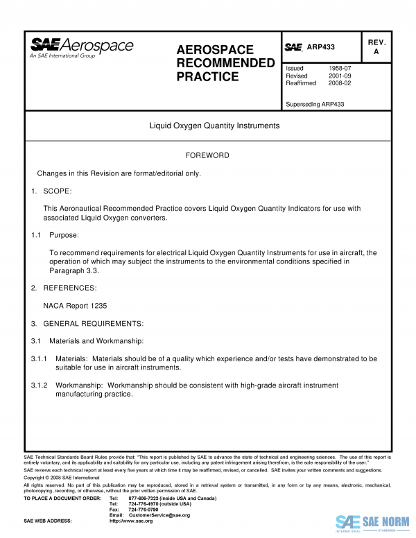 SAE ARP 433 Series PDF