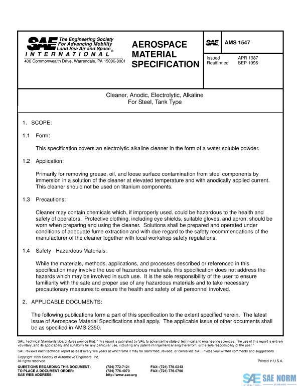SAE AMS 1547 Series PDF