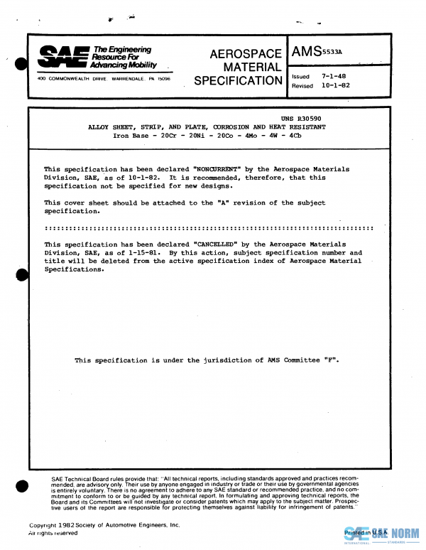 SAE AMS 5533 Series PDF