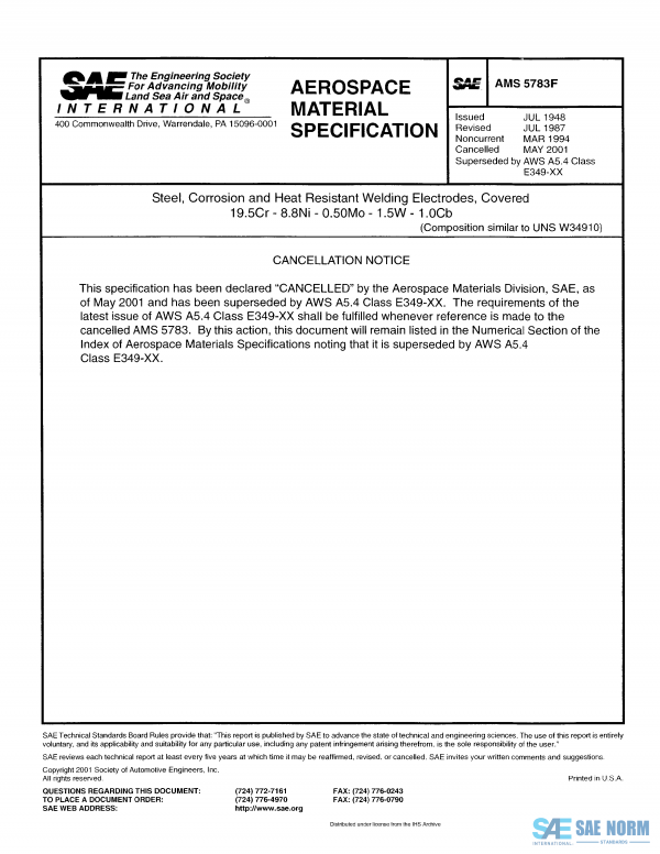 SAE AMS 5783 Series PDF