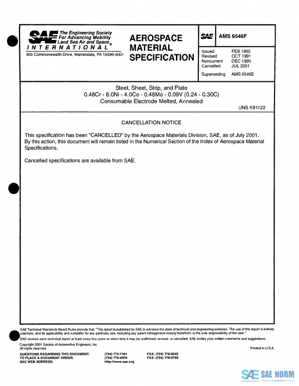 SAE AMS 6546 Series PDF