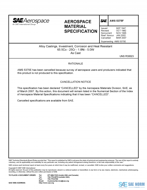 SAE AMS 5375 Series PDF
