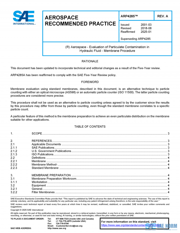 SAE ARP 4285 Series PDF