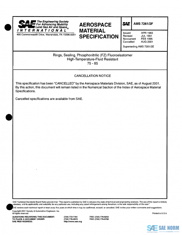 SAE AMS 7261/2 Series PDF