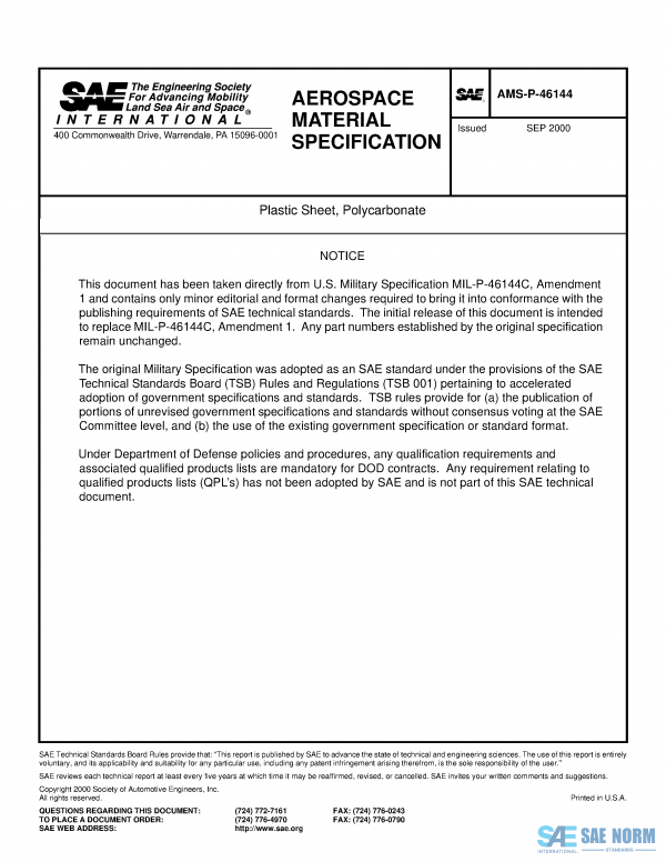 SAE AMSP 46144 Series PDF