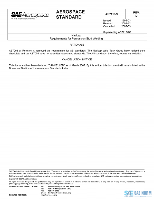 SAE AS 7110/9 Series PDF