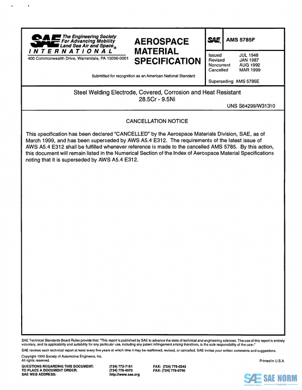SAE AMS 5785 Series PDF