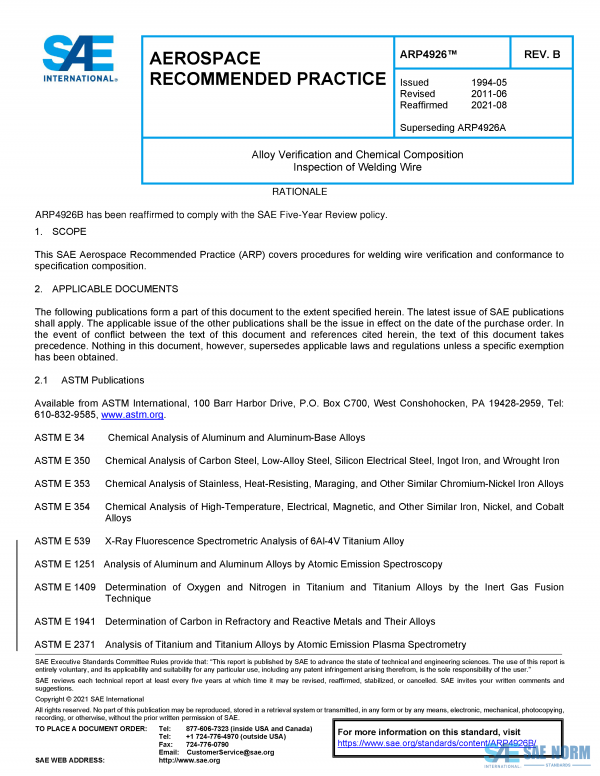 SAE ARP 4926 Series PDF