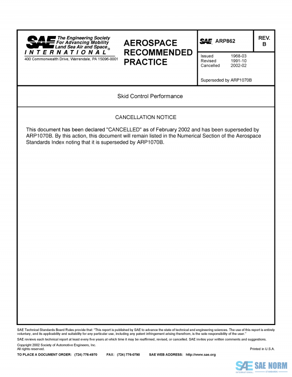 SAE ARP 862 Series PDF