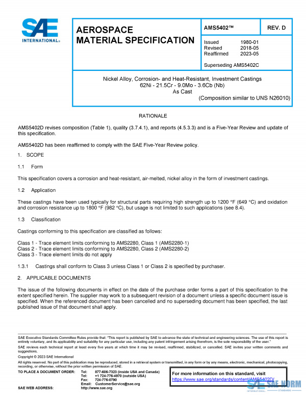 SAE AMS 5402 Series PDF