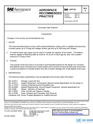 SAE ARP 726 Series PDF