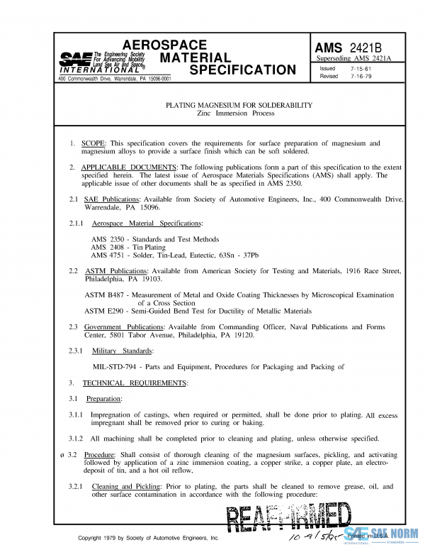 SAE AMS 2421 Series PDF