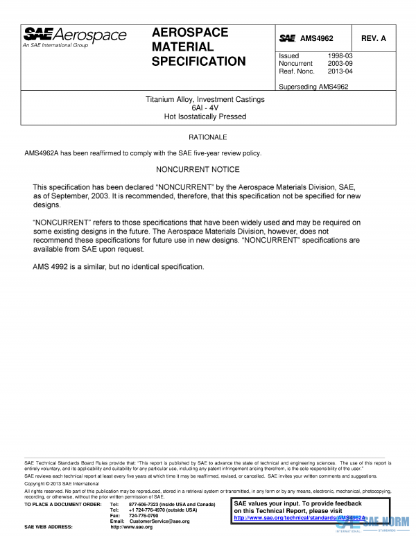SAE AMS 4962 Series PDF