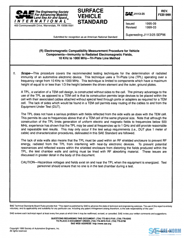 SAE J 1113/25 Series PDF