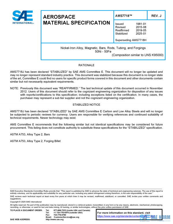 SAE AMS 7718 Series PDF