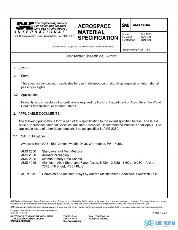 SAE AMS 1450 Series PDF