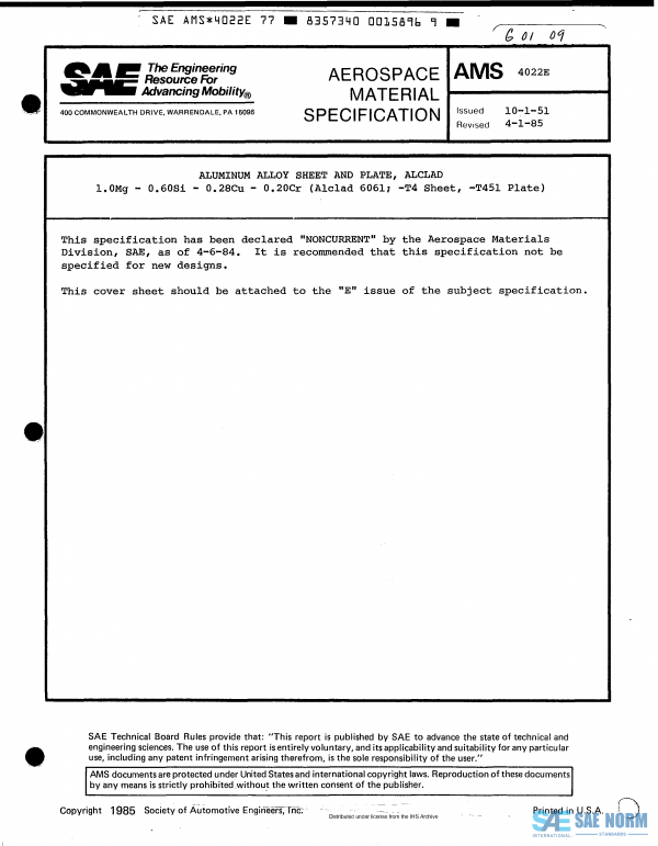 SAE AMS 4022 Series PDF