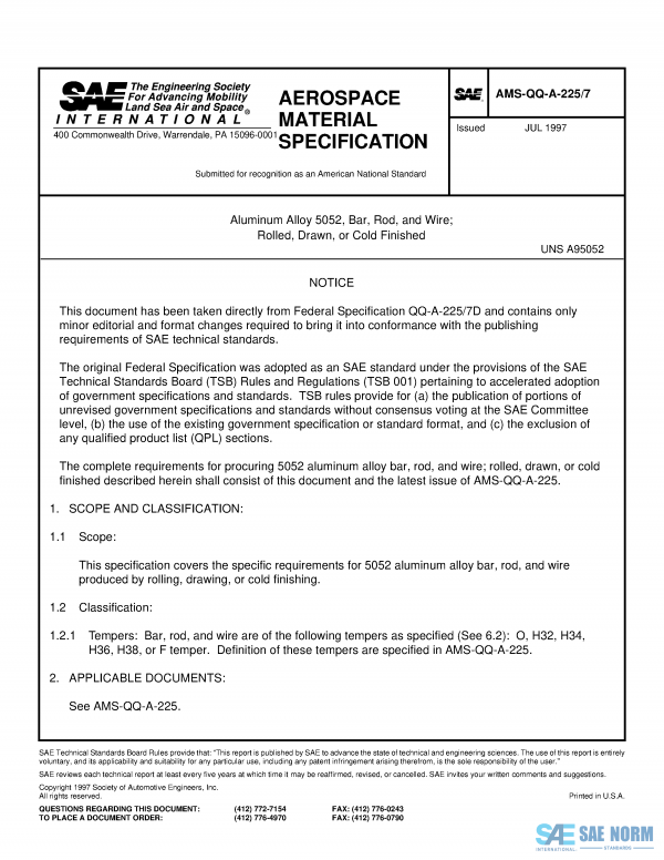 SAE AMSQQA 225/7 Series PDF