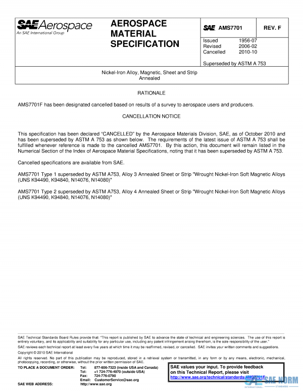 SAE AMS 7701 Series PDF
