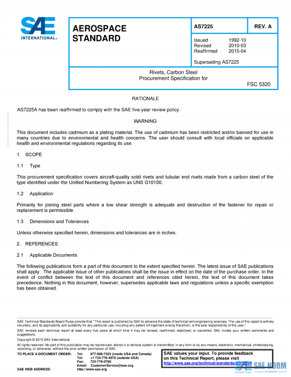 SAE AS 7225 Series PDF