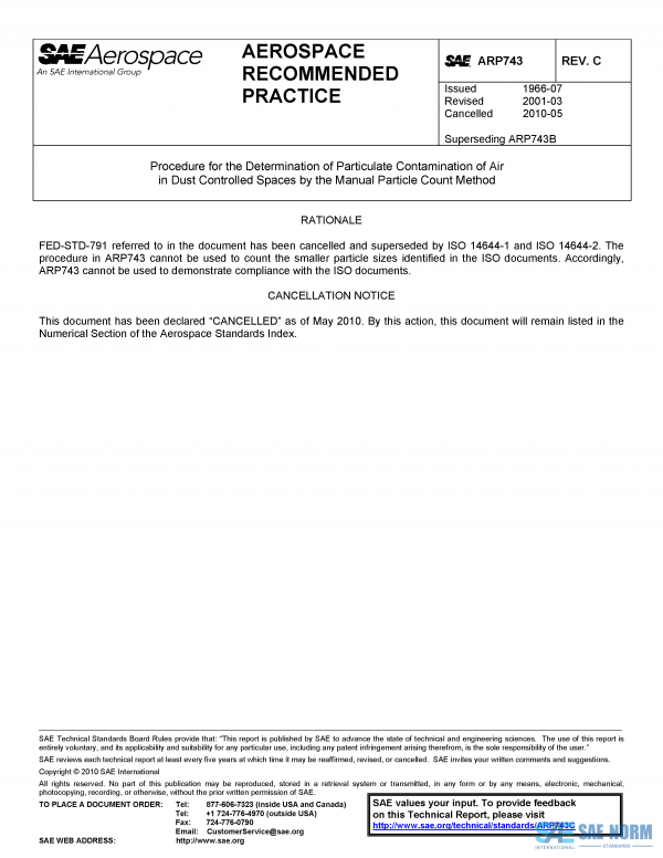 SAE ARP 743 Series PDF