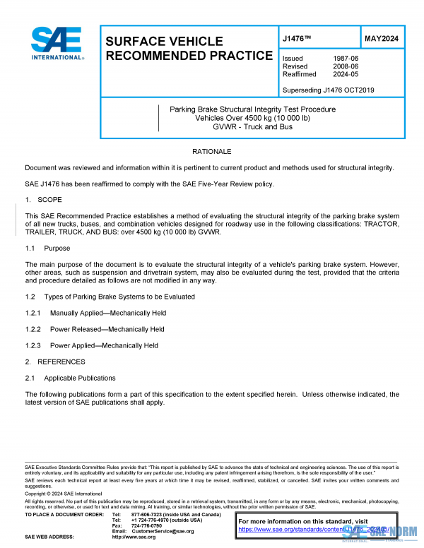 SAE J 1476 Series PDF