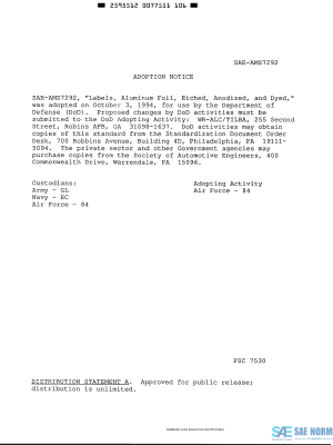 SAE AMS 7292 Series PDF