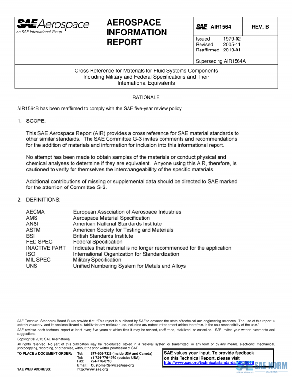 SAE AIR 1564 Series PDF