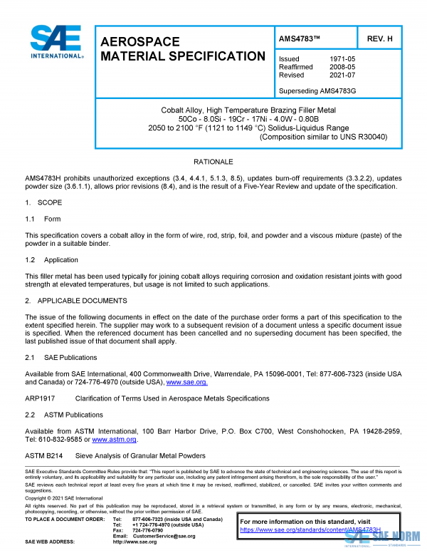 SAE AMS 4783 Series PDF