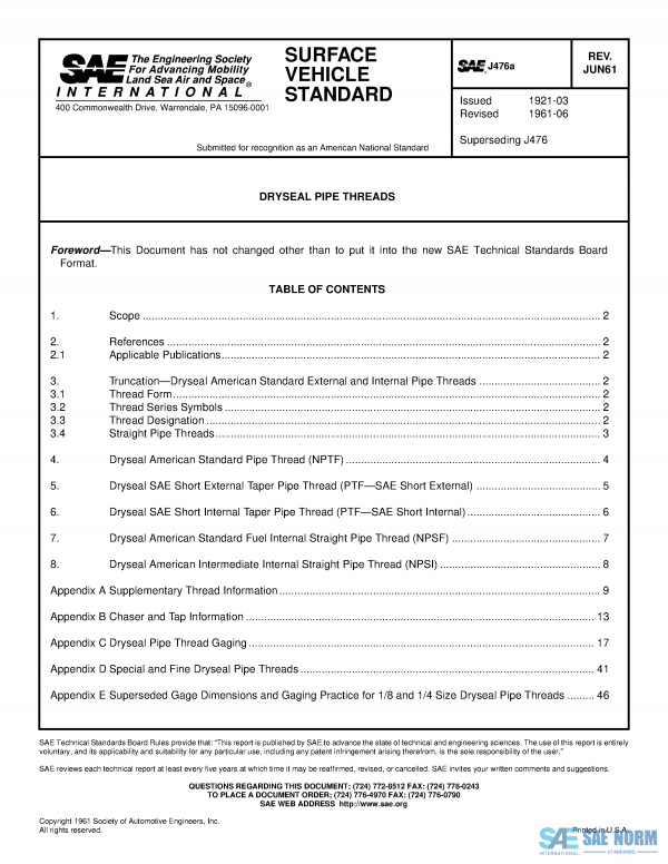 SAE J 476 Series PDF