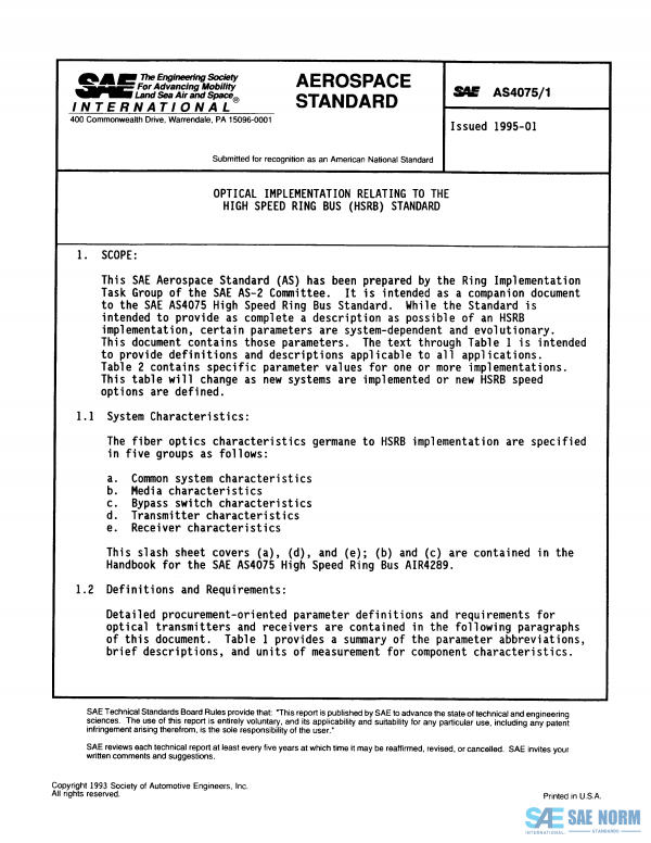 SAE AS 4075/1 Series PDF