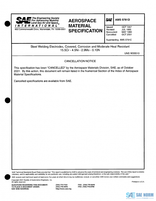 SAE AMS 5781 Series PDF