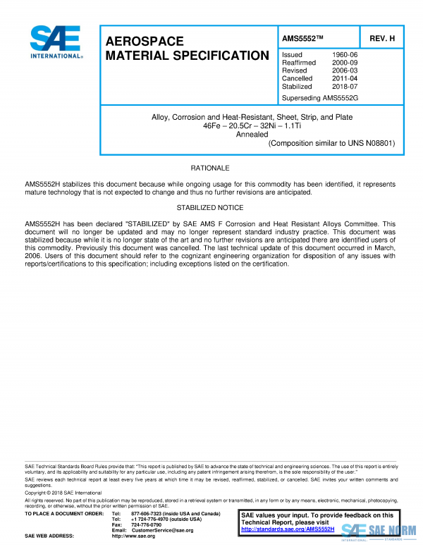 SAE AMS 5552 Series PDF