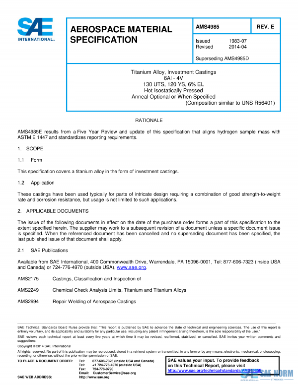 SAE AMS 4985 Series PDF