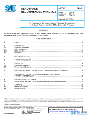 SAE ARP 785 Series PDF