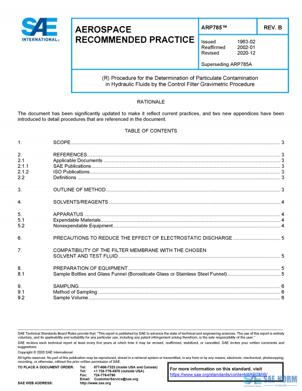 SAE ARP 785 Series PDF