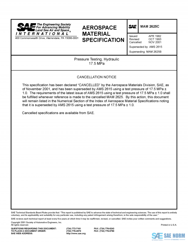 SAE MAM 2625 Series PDF