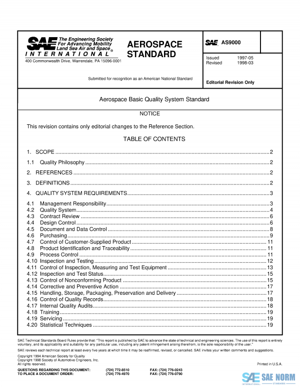 SAE AS 9000 Series PDF