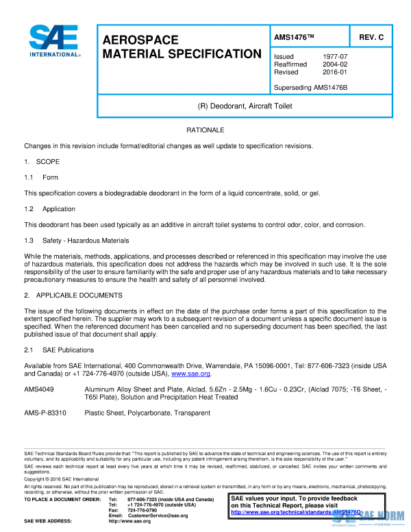 SAE AMS 1476 Series PDF
