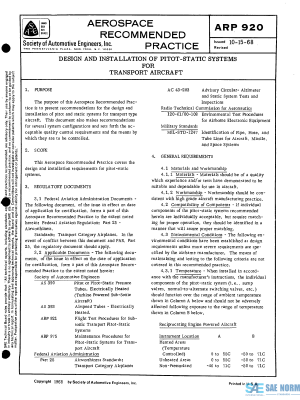 SAE ARP 920 Series PDF