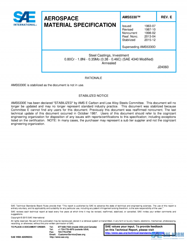 SAE AMS 5330 Series PDF