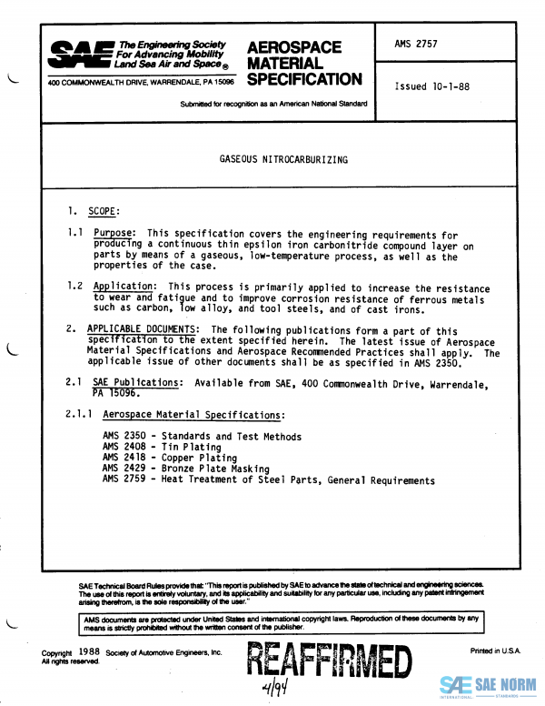 SAE AMS 2757 Series PDF