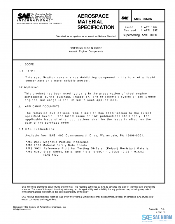 SAE AMS 3060 Series PDF